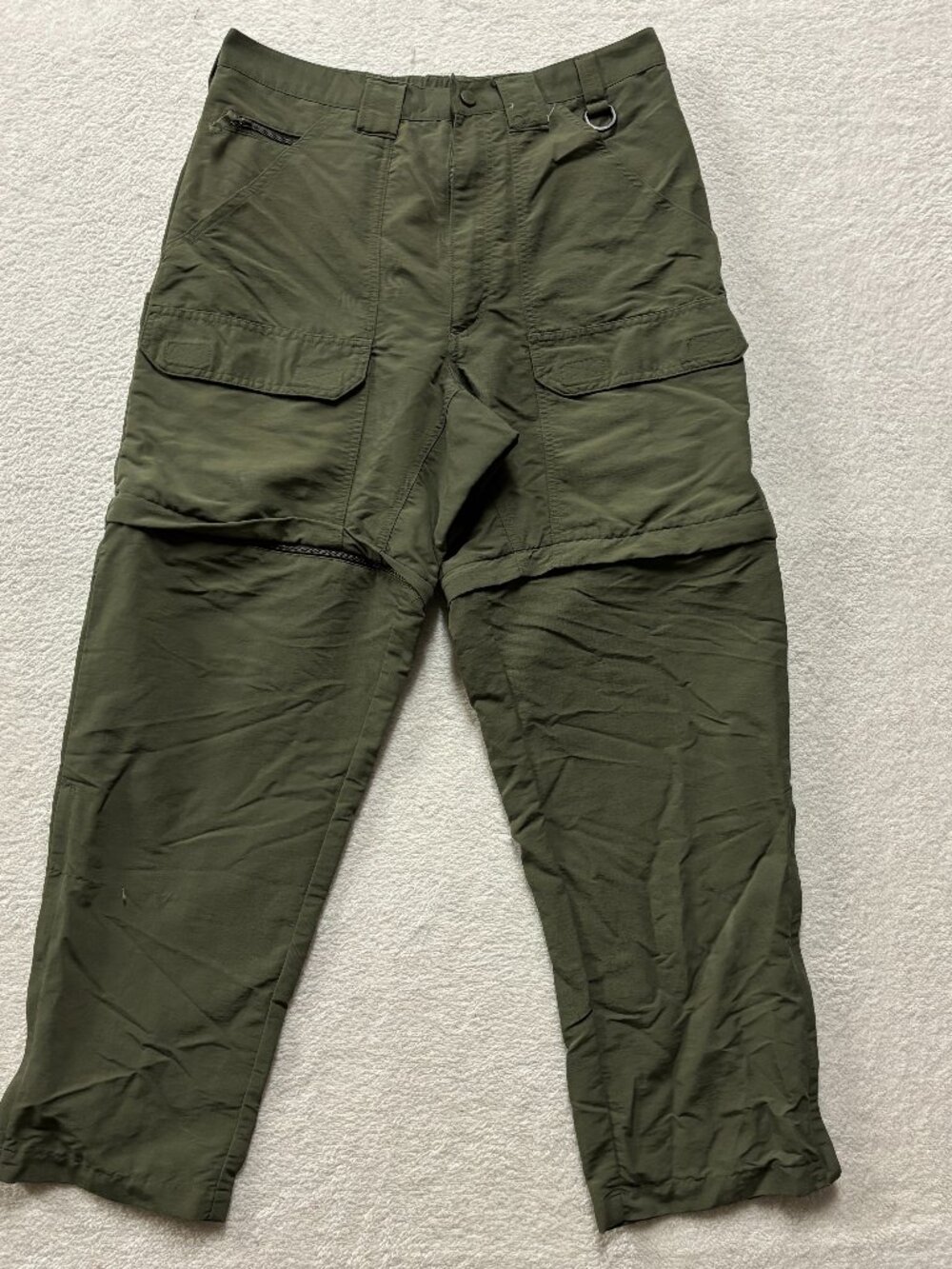Cabelas Convertible Pants Mens L (30L) Cargo Hiking Zip Knee Army Green Outdoors